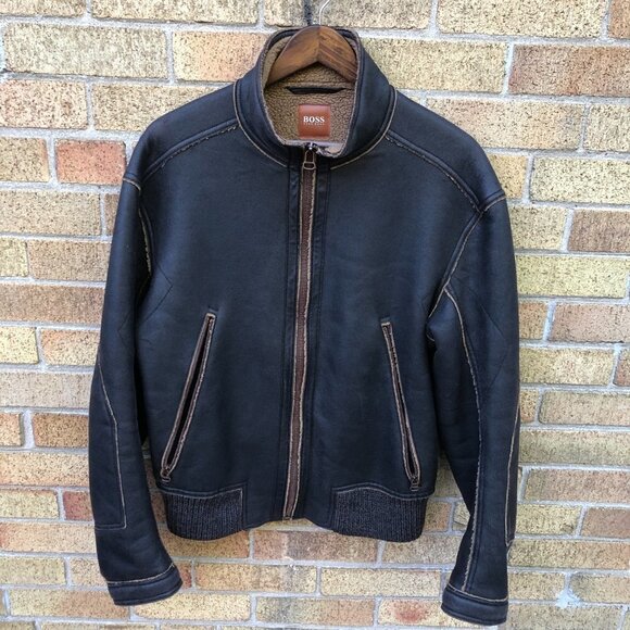 Vintage Hugo Boss Shearling Leather Jacket - Picture 9 of 12